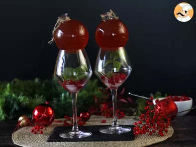 Pomegranate Spritz, the cocktail in a Christmas bauble!