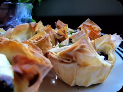Goat Cheese and Mushrooms in Phyllo Cups
