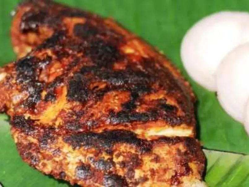 Karimeen vazhayilayil pollichathu/Pearlspot dry fried on Banana leaf - photo 2