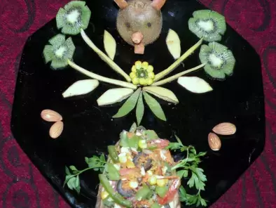 Kiwi Summer Salad with sweet n sour kiwi dressing