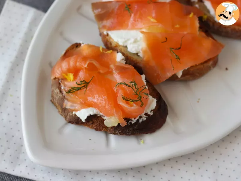 Toasts with smoked salmon and goatcheese - photo 3